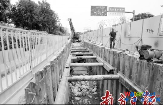 茅洲河治理工程之一——沙井污水處理廠再生水補水工程管道鋪設。